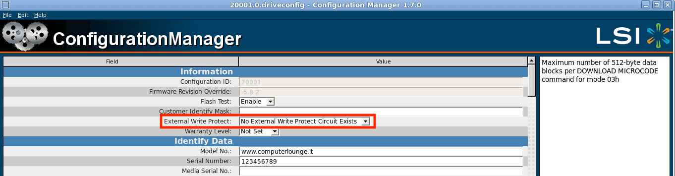 Setting write project to External to fix  Root Creation Failed (MFB format) in  SandForce ConfigurationManager to unbrick SSD SandForce
